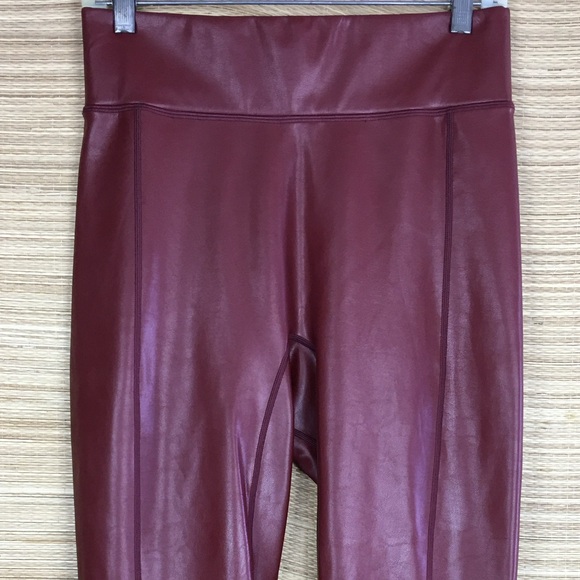 A.L.C. Emile Faux Leather Cropped Leggings Pull-on Pants In Dark Cherry Red Sz 8 - Picture 5 of 12